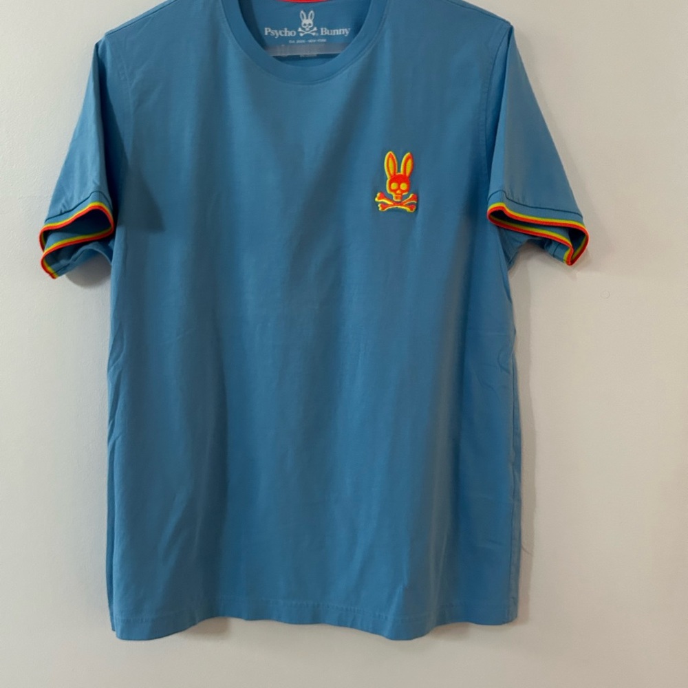 Psycho Bunny Sky Blue Tee with Vibrant Trim